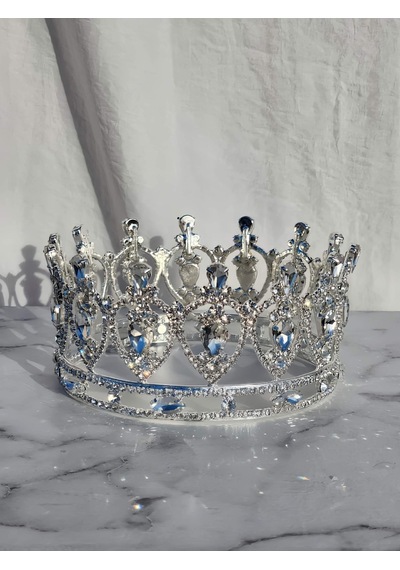 Pasta Tacı Doğum Günü Tacı Kraliçe Tacı Brithday Tacı Kına Düğün Damla Gümüş Kaplama 13cm Silver