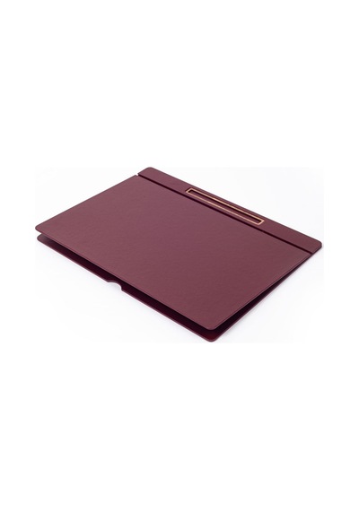 Turgut Office Deri Kapaklı Masa Sümeni Bordo Ahşap Detaylı 50 x 35 CM