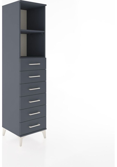 Hyperion Dolap 2 Raflı 6 Çekmeceli 44x44x182 Antrasit-antrasit Antrasit