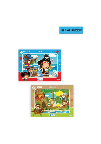 2 Adet 72 Parça Çocuk Puzzle Korsan Ve Kızılderili