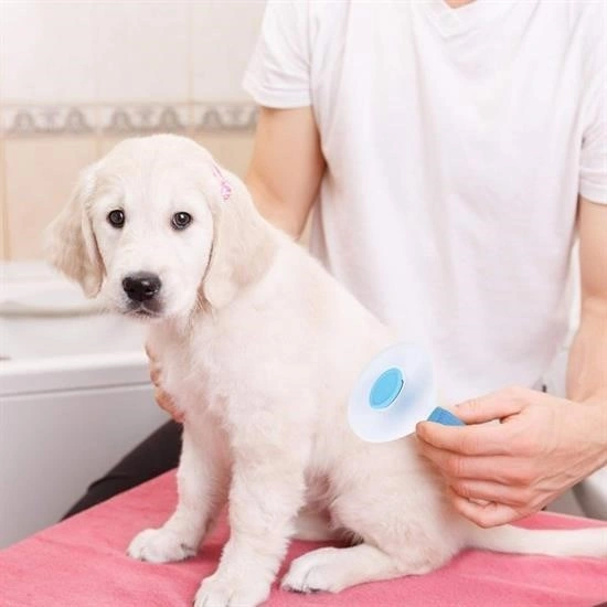 Mcg Mcg Kedi Köpek Tüy Toplayıcı Kendini Temizleyebilen Ergonomik Saplı Evcil Hayvan Tarağı Mavi