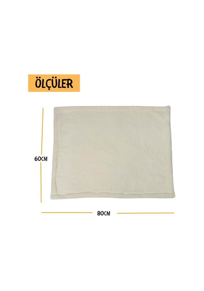 Kedi Köpek Battaniyesi Premium Peluş Evcil Hayvan Uyku Battaniyesi Yıkanabilir Krem 60x80