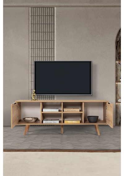 3622 Sina 160 Cm Ahşap Ayaklı , Metal Kulplu Tv Ünitesi , Safir , Tv Sehpası , Salon Safir