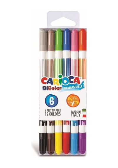 Carioca Çift Renkli Süper Yıkanabilir Keçeli Boya Kalemi 6'lı 12 Renk