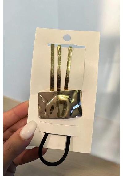 Caş Dekorasyon Altın Renk Metal Lastik Toka Ve Tel Toka Set Altın