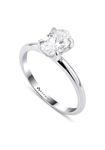 1.10 Karat Oval Tektaş Pırlanta Yüzük Beyaz Altın