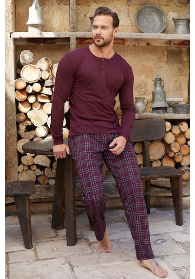 Aydoğan Erkek Civan Patlı Modal Bordo Pijama Takım 3350 Bordo