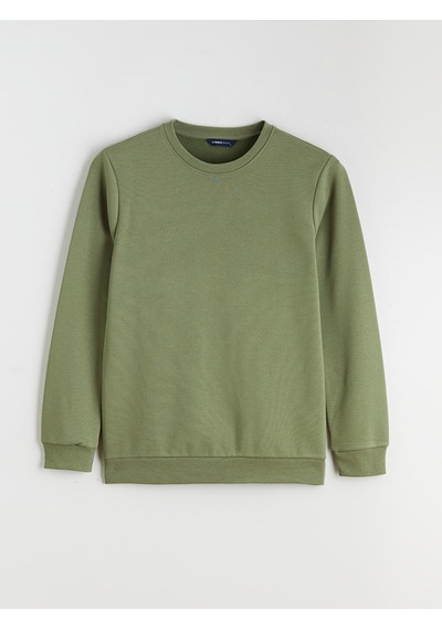 Lcwaıkıkı Basic Haki Bisiklet Yaka Erkek Kalın Sweatshirt