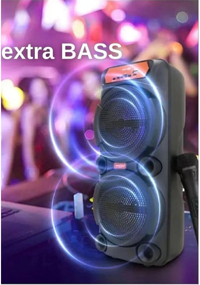 Kablosuz Mikrofonlu Büyük Boy Şarjlı Hoparlör Taşinabilir Bluetooth Speaker Siyah