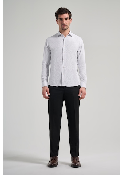İmza Uzun Kol Desenli Armürlü İtalyan Yaka Cepsiz Pamuklu Classic Slim Fit Gömlek 1004250196 Siyah İmza Uzun Kol Desenli Armürlü İtalyan Yaka Cepsiz Pamuklu Classic Slim Fit Gömlek 1004250196 Siyah