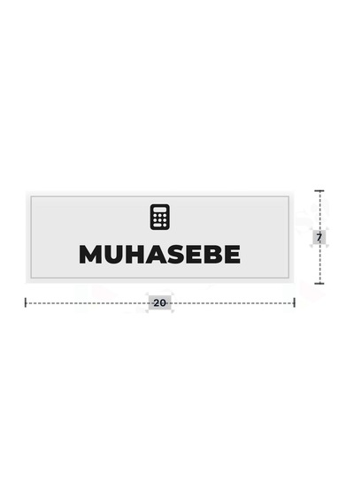 Muhasebe Yazılı - Metal - Beyaz Renk - Kapı İsimliği - 20x7 Cm