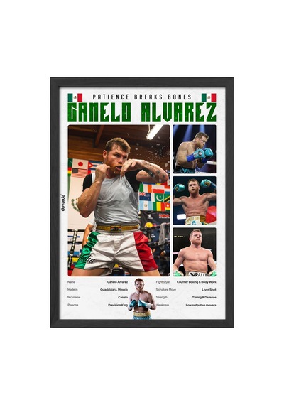 Canelo Alvarez Boks Siyah Ahşap Çerçeveli Poster, Dekoratif Dövüş Duvar Tablosu