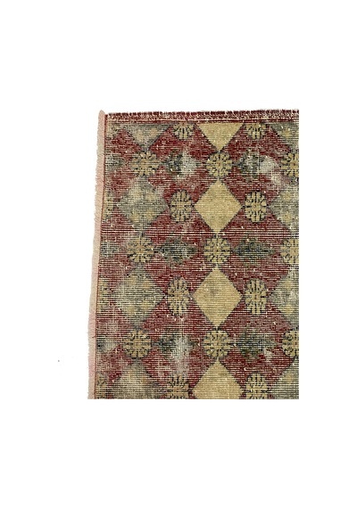 Bohem Stil Vintage Halı Özel Tasarım Kırmızı Anadolu Koleksiyonu Çok Renkli
