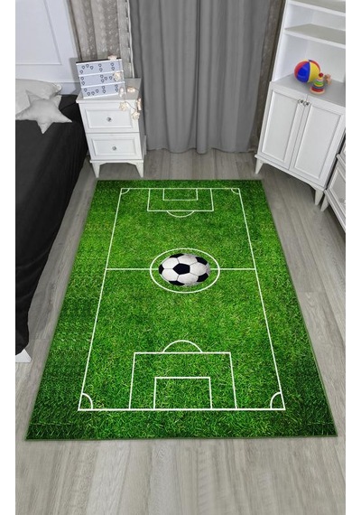 Futbol Sahası Çocuk Odası Halısı Çok Renkli