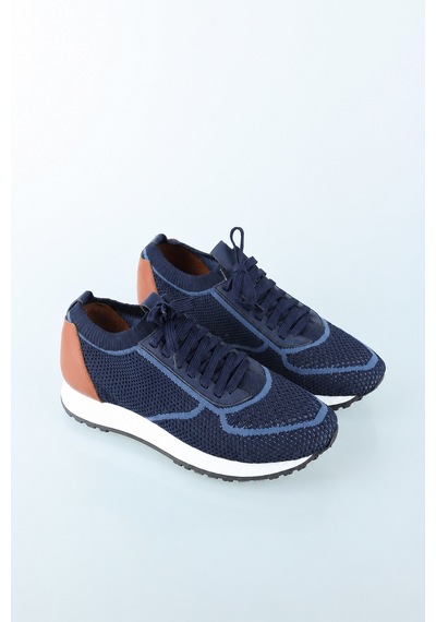 Bisse Lacivert Deri Sneaker Nubuk Ayakkabı Ayk25y25006 D39