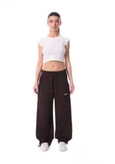 Feville 3 İplik Şardonlu Ayarlanabilir Paça Baggy Unisex Eşofman Altı Kahverengi