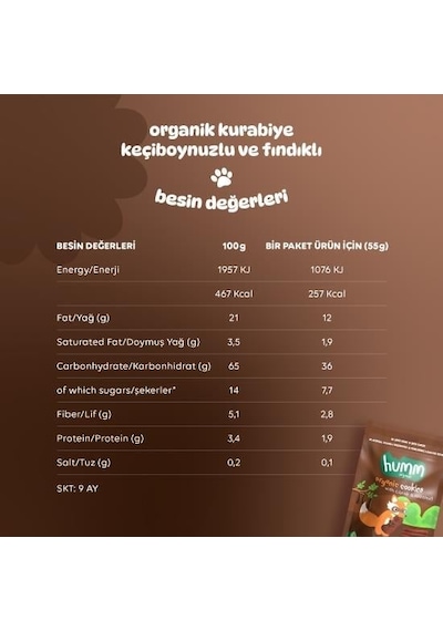 Organik Keçiboynuzlu Ve Fındıklı Vegan Kurabiye 55 Gr