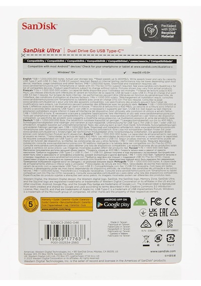 Sandisk Ultra Dual Drive Go Sdddc3-256g-g46 256 Gb Flash Bellek