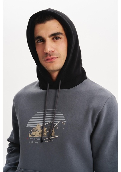 AR-MA Arma Erkek Kapüşonlu Sweatshirt Örme 3 İplik Şardonlu, Yazı Baskılı,cepsiz, Sade Ve Şık, Regular Fit K30254628901 Gri AR-MA Arma Erkek Kapüşonlu Sweatshirt Örme 3 İplik Şardonlu, Yazı Baskılı,cepsiz, Sade Ve Şık, Regular Fit K30254628901 Gri