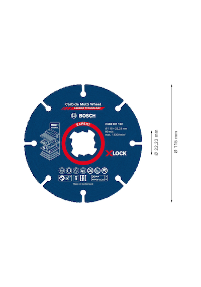Bosch Expert Carbide Multi Wheel X-lock Kesici Disk 115 Mm, 22,23 Mm  - 2608901192