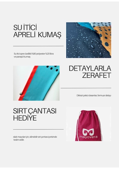 Mayovera Tesettür Mayo Takımı - Puantiye Kol Siyah