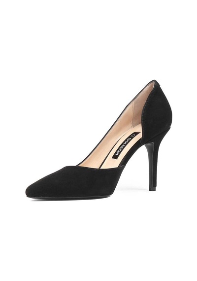Kadın Siyah İnce Topuklu Süet Deri Stiletto Siyah Süet