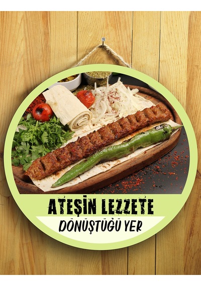 Mayeka Cafeler Restoranlar Kebapçılar İçin Kebap Duvar Kapı Tablo Ahşap Askılı Pano Tabela