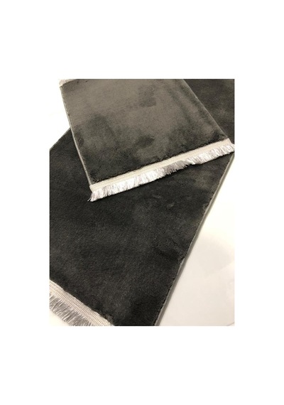 Buççin Online Mağaza Peluş Post Banyo Paspas Takımı Ikili Saçaklı Makinada Yıkanabilir Polyester Kalın 12 Mm + Gri Çok Renkli