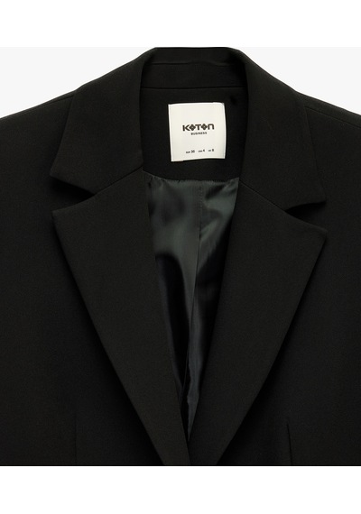 Koton Geniş Yaka Düğmeli Cep Detaylı Blazer Ceket Siyah 7wak50001uw