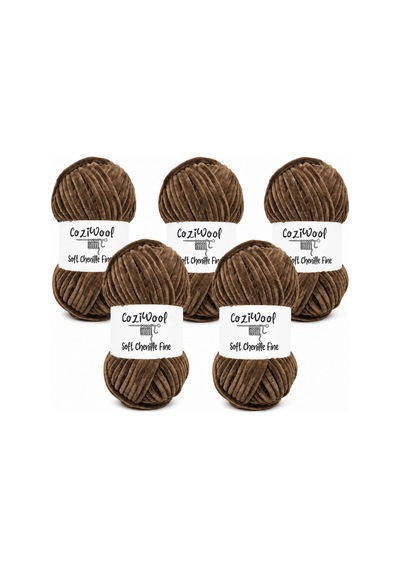 Kadife İp Soft Chenille Fine 5'li Paket 5x100 Gr 160 Mt El Örgü İpi Çikolata - 925144855