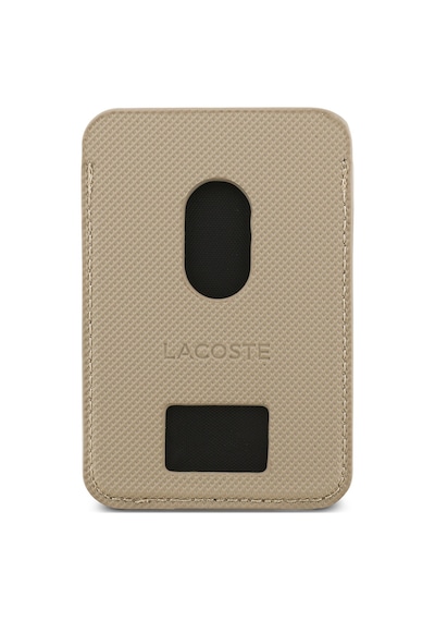 Apple Uyumlu iPhone 17 Pro Max Kılıf Lacoste Lisanslı M-safeli Pu Pike Desenli Metal Logo Kartlıklı Kapak Bej Bej