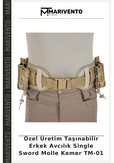 Marivento Özel Üretim Taşınabilir Erkek Avcılık Single Sword Molle Kemer Tm-01 Çok Renkli