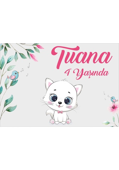 Kedi Teamlı Doğum Günü Afişi 35x50 Cm