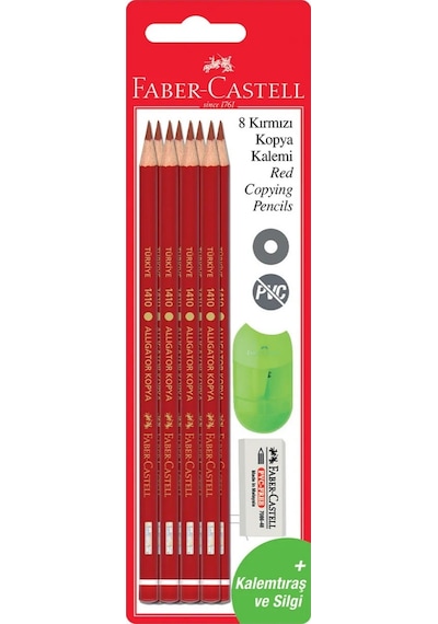 Faber-Castell Kırmızı Kopya Kalemi 8'li Set – Silgi ve Kalemtıraş Hediyeli, Kırılmaya Dayanıklı Uç ve Canlı Renkler Faber-Castell Kırmızı Kopya Kalemi 8'li Set – Silgi ve Kalemtıraş Hediyeli, Kırılmaya Dayanıklı Uç ve Canlı Renkler