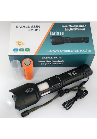 Small Sun Sm-316 50w 1000 Lümen 800m Menzilli Şarjlı Led El Feneri Siyah