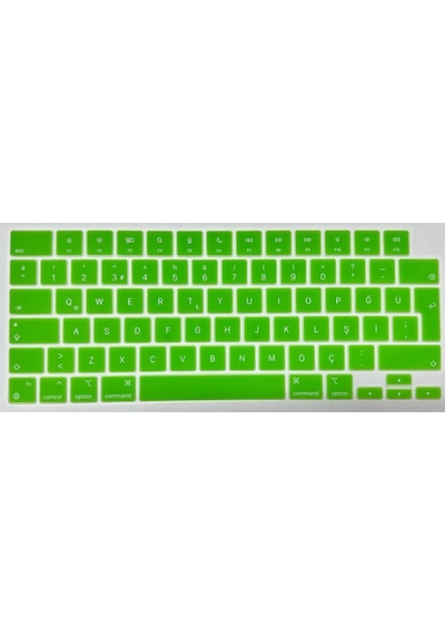 Arabulalaca Apple Uyumlu MacBook Pro 16.2 A2780 Türkçe Q Silikon Klavye Yeşil