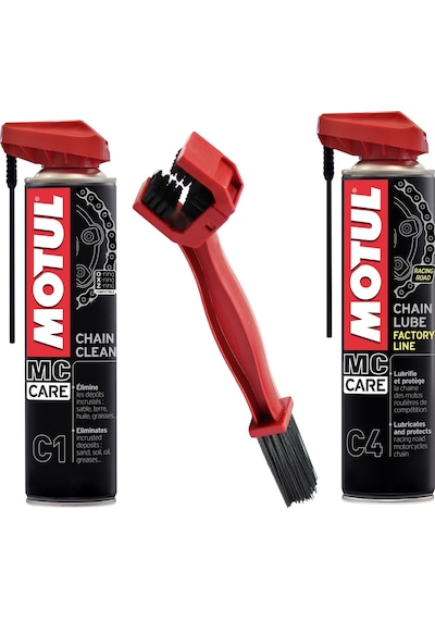 Motul Yeni C1 + C4 + Fırça Zincir Bakım Seti