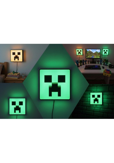 Sincara Home Minecraft Creaper Figürlü Gece Lambası Lightbox Yeşil