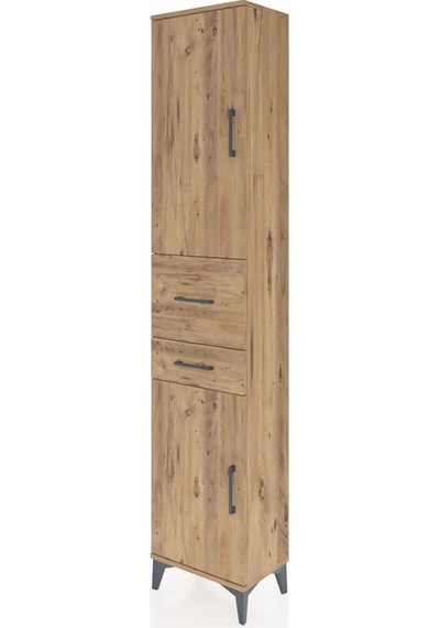 Arges Dolap 4 Raflı 2 Çekmeceli 2 Kapaklı 44x30x221 Çam-çam Çam