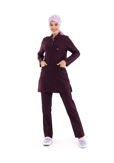 Soft Likralı Tesettür Forma Takım İki Çıtçıt - 6409 Mürdüm Soft-5763-6409 Mürdüm Soft