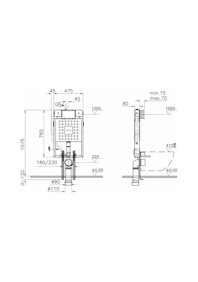 VitrA 800-1868 V8 Asma Klozetler için Gömme Rezervuar Seti  8 Cm Çok Renkli