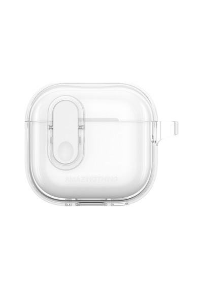 Apple Uyumlu AirPods 4 Kılıf Amazingthing Magnetik Kilit Tasarımlı Minimal Serisi Kılıf Şeffaf