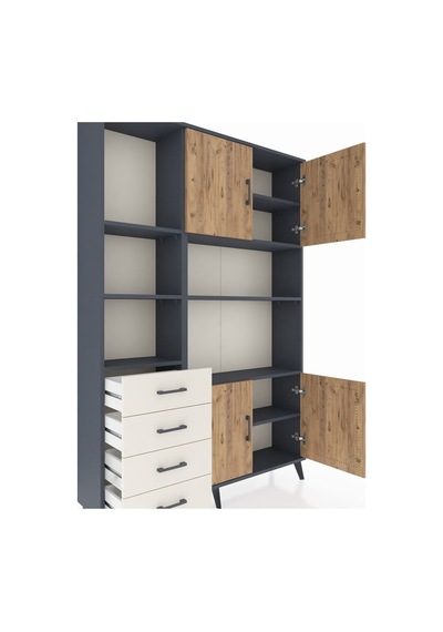 Arges Dolap 8 Raflı 4 Çekmeceli 4 Kapaklı 132x30x195 Antrasit... Antrasit Arges Dolap 8 Raflı 4 Çekmeceli 4 Kapaklı 132x30x195 Antrasit... Antrasit