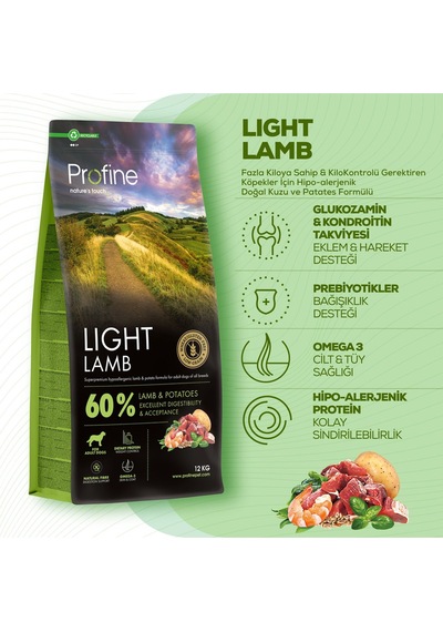 Profine Hipoalerjenik Light Kilo Kontrolü Kuzulu Yetişkin Köpek Maması 12 KG