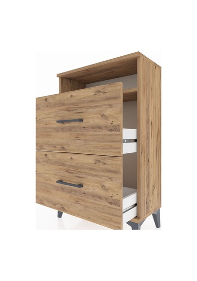 Arges Komodin Tek Raflı 2 Çekmeceli 60x30x96 Çam-çam Atlas Çam