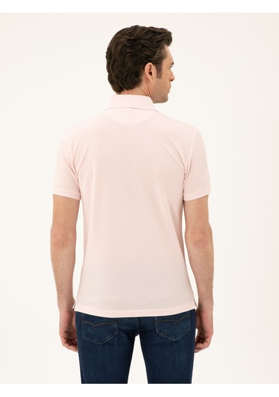 Pembe Slim Fit Polo Yaka Merserize T-shirt