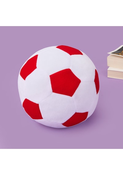 Soft Futbol Topu Figürlü Yastık - Beyaz / Kırmızı - 30x30 Cm