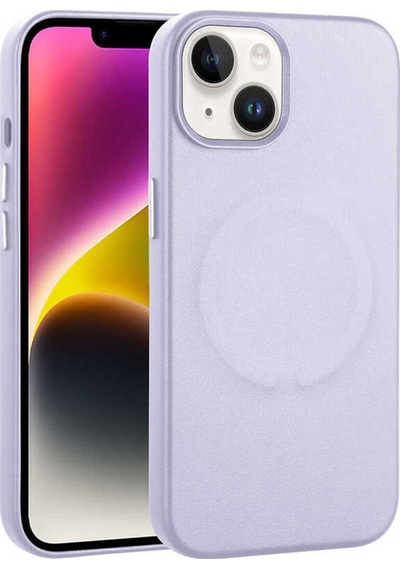 Apple Uyumlu iPhone 14 Plus Kılıf Pu Deri M-safe Wireless Şarj Özellikli Zore Derix Kapak Lila