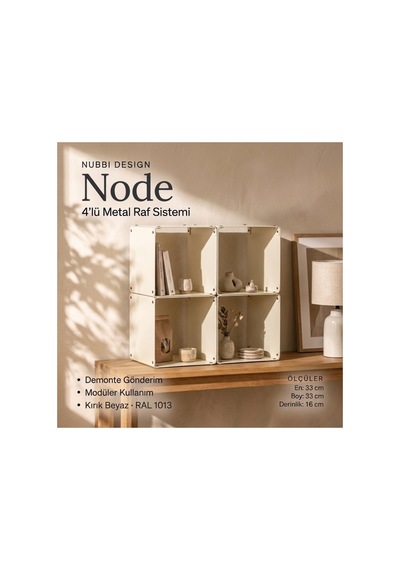 Node 4'lü Modüler Metal Tezgah Üstü Mutfak Rafı Ve Konsol Düzenleyici Stand 33x33 Cm Krem - 943953504 Krem