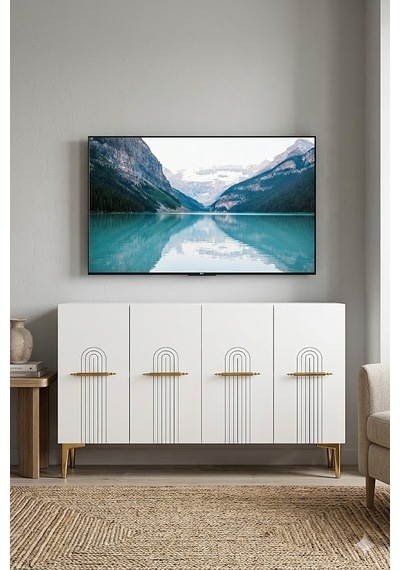 Ka1215bg İda Konsol Ve Tv Sehpası Beyaz-gold 120cm